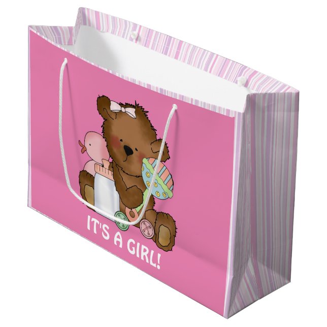 Bébé Fille Ours grand sac cadeau (Devant Angle)