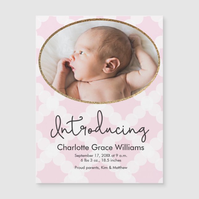 Bébé fille photo faire-part de naissance rose (Devant)