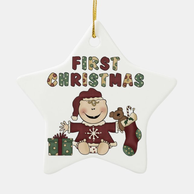 Bébé Fille premier ornement de Noël (Devant)