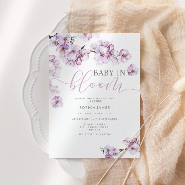 Bébé fleur de cerisier lilas en fleur invitation (Créateur téléchargé)