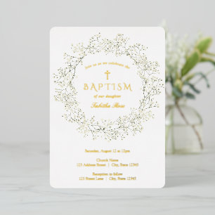 Bébé Fleurs de souffle Baptême Invitation