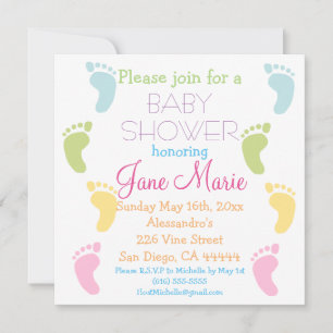Bébé Foot Imprimantes Bébé Shower Invitations