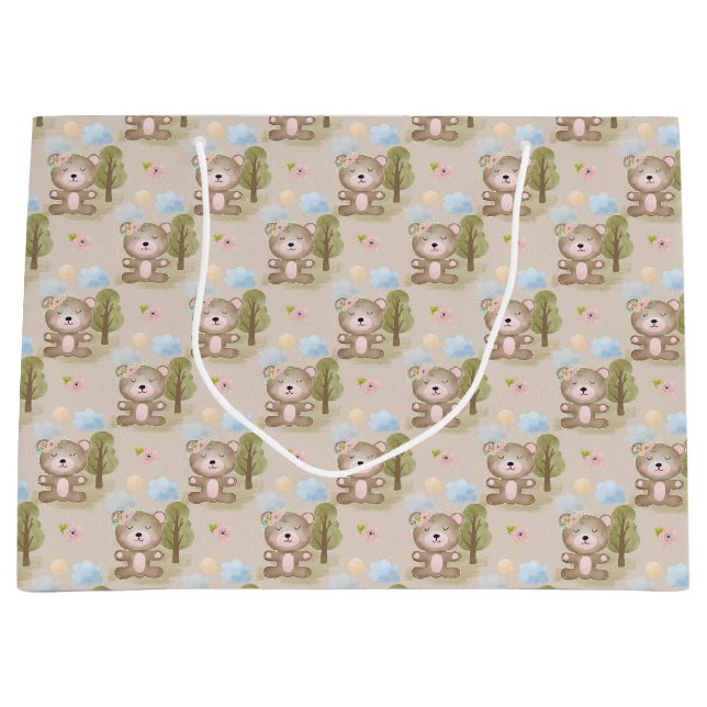 Bébé Forêt d'ours neutre Grand sac cadeau (Devant)