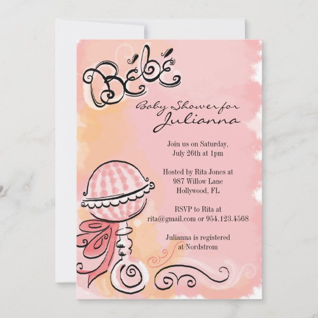 Bebe - French Inspiried Baby Shower Invite (Front)