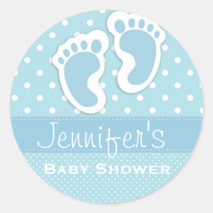 Bébé Garçon Bleu Empreinte Polka Douche Stickers