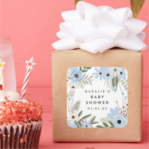 Bébé Garçon Bleu Floral Grand Baby shower Sticker