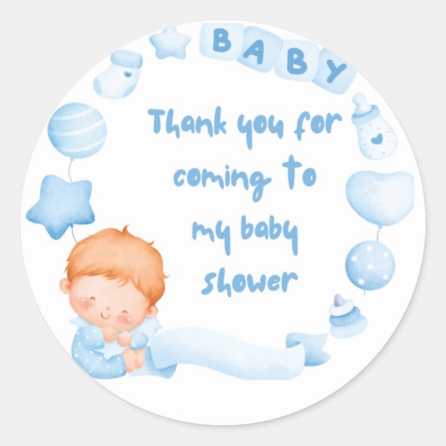 Bébé garçon Douche Merci Sticker (Devant)