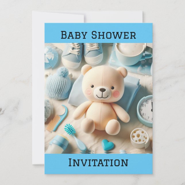 Bébé garçon douche plat Invitation (Devant)