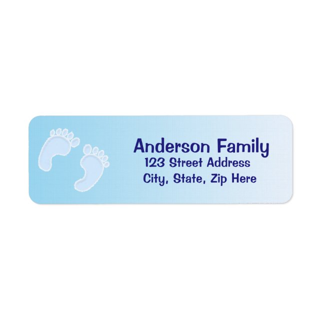 Bébé Garçon Empreinte Étiquette de adresse bleu (Devant)