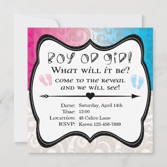 Bébé garçon ou fille Genre Reveillez Invitation (Devant)