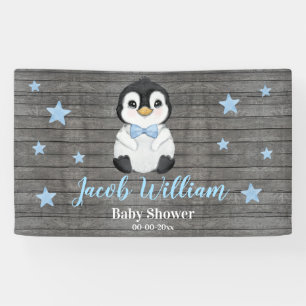 Bébé Garçon Penguin Bannière Signaler Arrière-plan