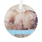 Bébé garçon premier Noël flocons de neige bleus Hi