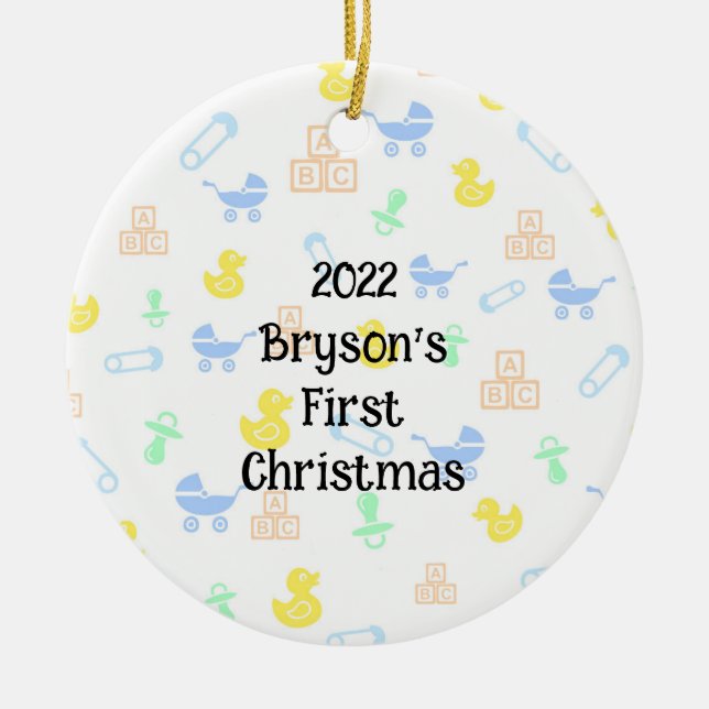 Bébé Garçon premier ornement de Noël (Devant)