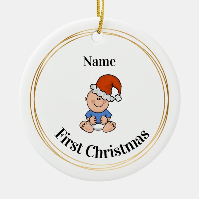 Bébé Garçon premier ornement de Noël (Devant)