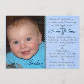 Bébé Garçons photo Invitation au Christening - Arc