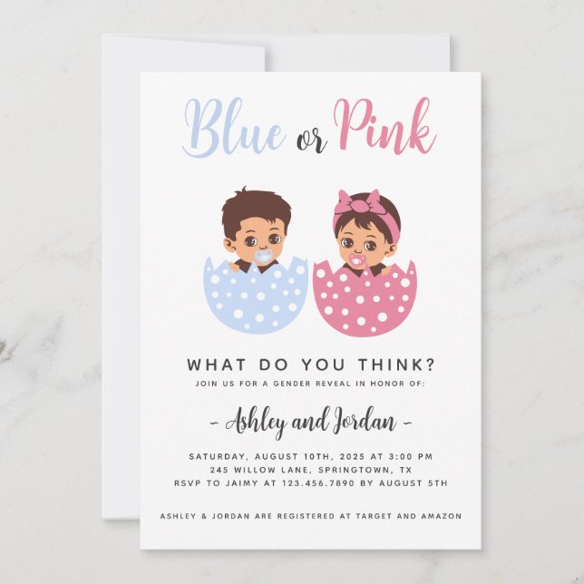 Bébé Genre Révéler Cracked Egg Invitation (Devant)