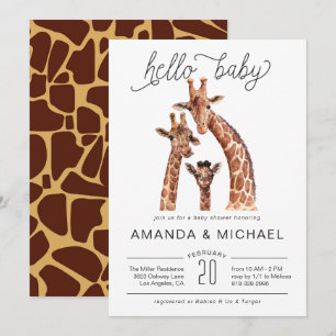 Bébé girafe mignon   Invitation à une baby shower