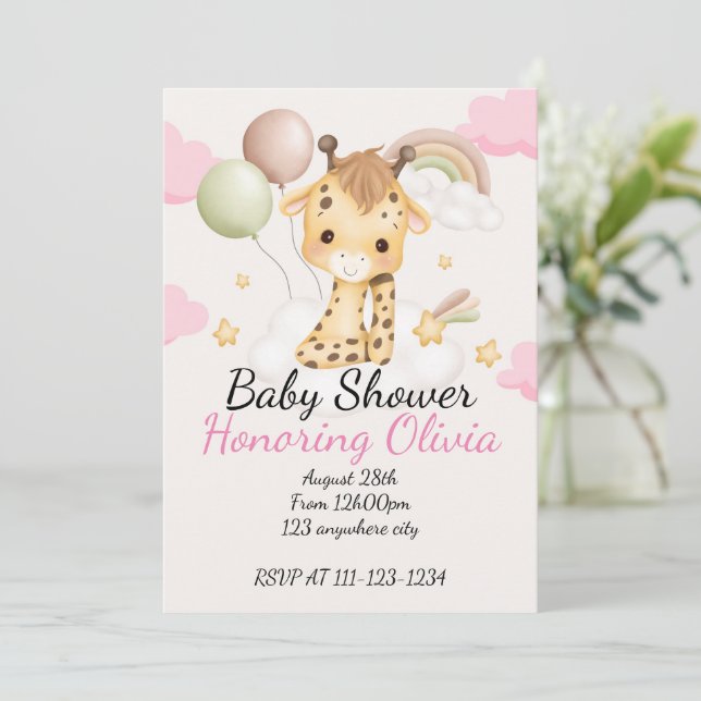 BÉBÉ GIRAFFE BABY SHOWER INVITATION (Debout devant)