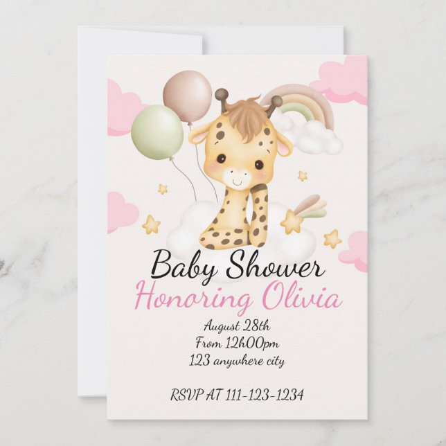 BÉBÉ GIRAFFE BABY SHOWER INVITATION (Devant)