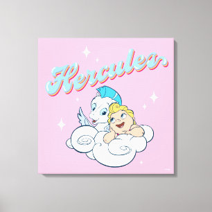 Bébé Hercule et Pégase sur une toile nuageuse