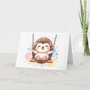 Bébé Hérisson Adorable Aquarelle Fantaisiste Carte