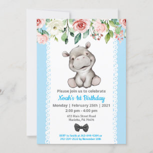 Bébé Hippo Invitation fête d'anniversaire