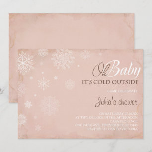 Bébé, il fait froid dehors Invitation rose Vintage