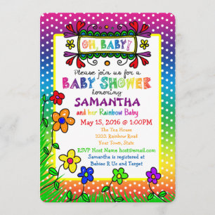 Bébé ! Invitation au Baby shower arc-en-ciel