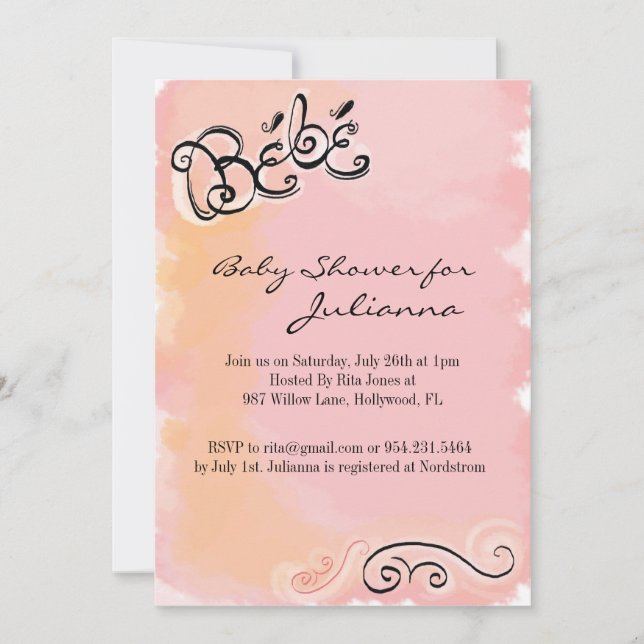 Bebe - Invitation Baby shower inspirée par le fran (Devant)