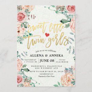 Bébé Invitations Douche Sweet Little Twin Girls