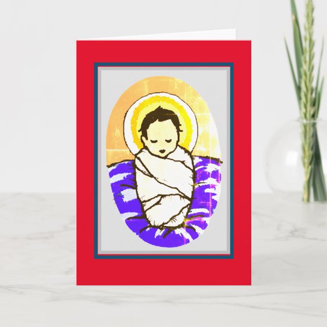 BÉBÉ JÉSUS CHRISTMAS BABY ART FOLK Carte pliée (Devant)