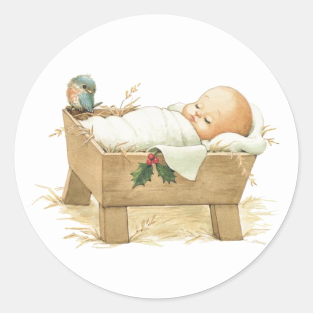 Bébé Jésus En Manger Sticker (Devant)