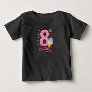 Bébé Joli T-Shirt Rose Numéro 8 pour l'anniversaire des