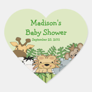 Bébé Jungle Safari Baby shower Coeur Sticker