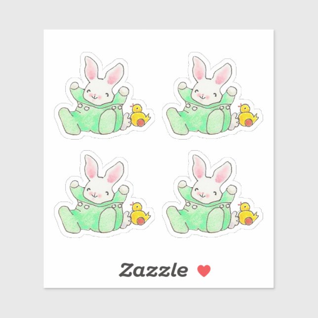 Bébé lapin avec chick Sticker (Feuille)