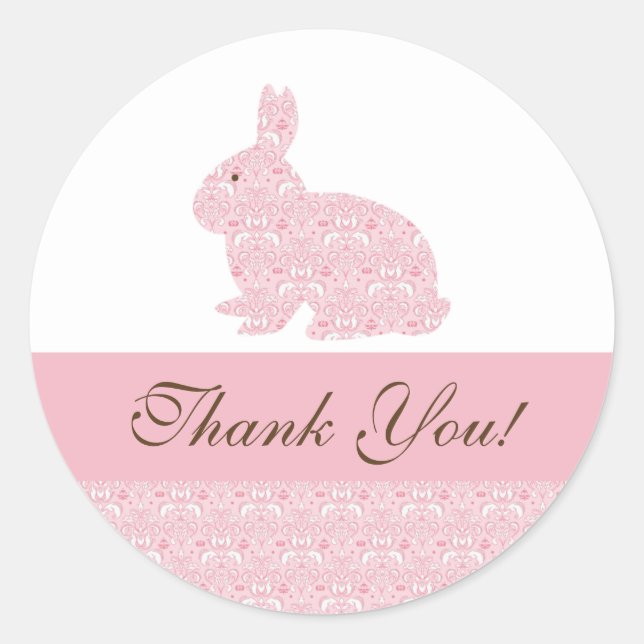 Bébé lapin lapin Baby shower Sticker Merci (Devant)