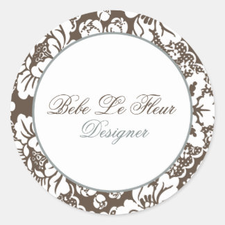 Bébe Le Fleur Sticker Brown Damask Chic Round