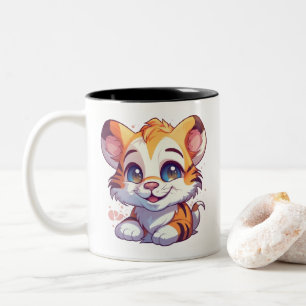 Bébé léopard mignon et souriant sur une tasse de c