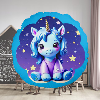 Bébé licorne dans le Coussin rond de PJ
