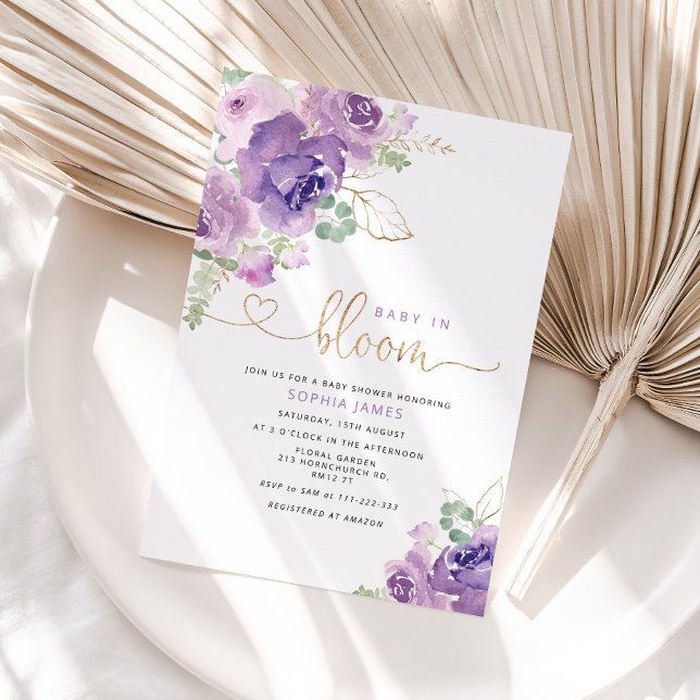 Bébé lilas violet en fleur baby shower invitation (Créateur téléchargé)