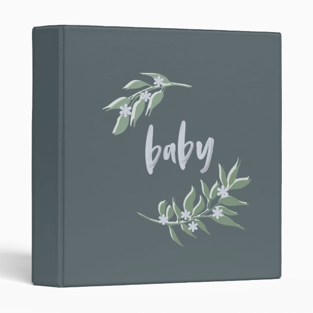 Bébé livre, bébé classeur bleu fleuri couronne (Devant/Côté)
