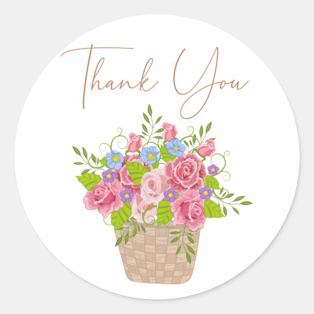 Bébé Merci rose floral sticker (Devant)