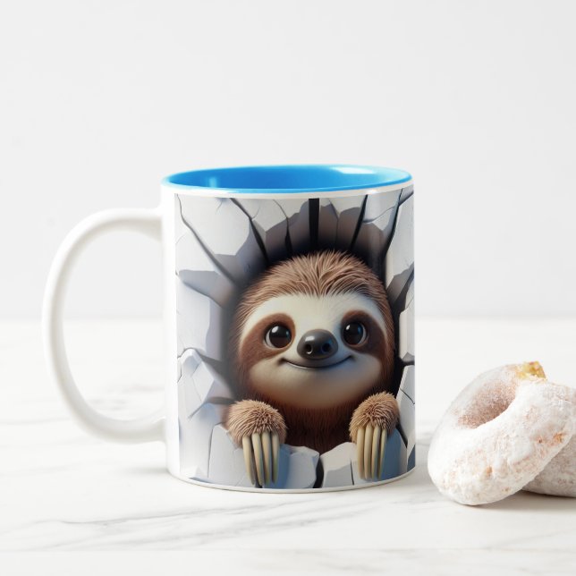 Bébé mignon 3D Sloth Hot Coca Café Animaux Mug (Avec donut)