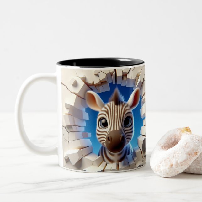 Bébé mignon 3D Zebra Hot Coca Café Animaux Mug (Avec donut)