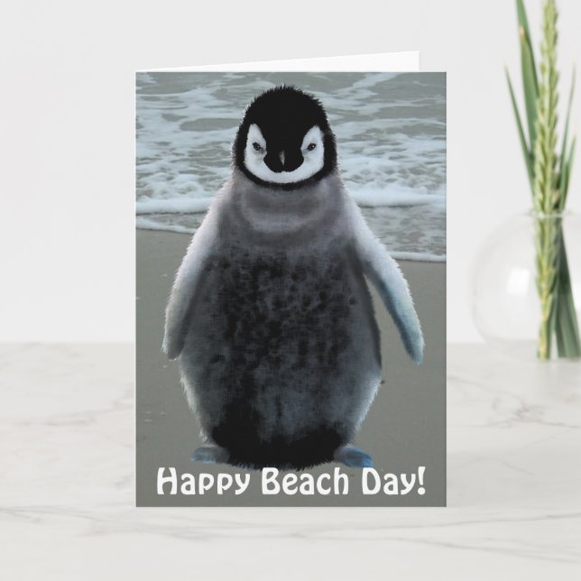 Bébé mignon Amateur de pingouin Plage drôle Carte  (Devant)