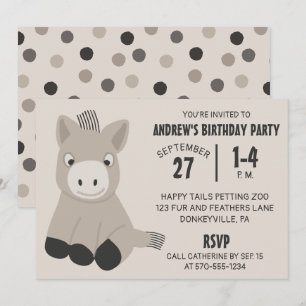 Bébé mignon âne Anniversaire Fête Invitation