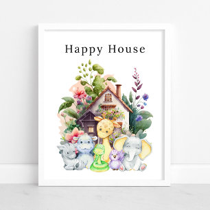 Bébé mignon Animaux Et Leur Bonne Maison   Poster