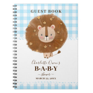 Bébé mignon Baby shower bleu Lion Carnet
