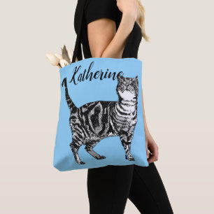 Bébé mignon Bleu Filles Tabby Chat Sac fourre-tout