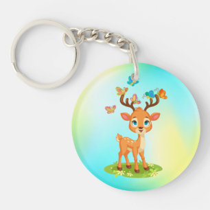 Bébé mignon cerf jouant avec des papillons-23475
